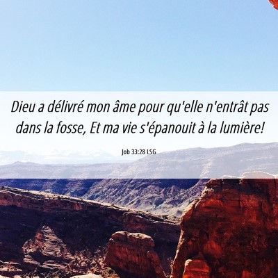 Picture 06 - Job 33:28 LSG - Dieu a délivré mon âme pour qu'elle n'entrât - Bible Verse Picture