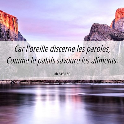 Picture 06 - Job 34:3 LSG - Car l'oreille discerne les paroles, Comme le - Bible Verse Picture