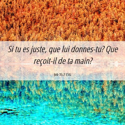 Picture 06 - Job 35:7 LSG - Si tu es juste, que lui donnes-tu? Que reçoit-il - Bible Verse Picture