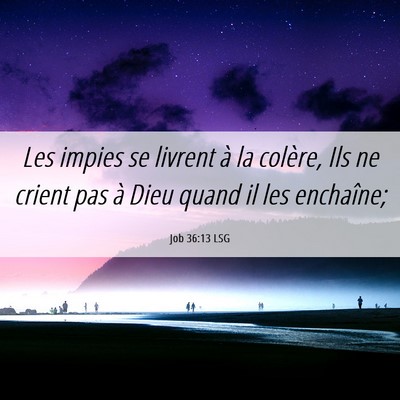 Picture 06 - Job 36:13 LSG - Les impies se livrent à la colère, Ils ne - Bible Verse Picture