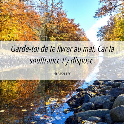 Picture 06 - Job 36:21 LSG - Garde-toi de te livrer au mal, Car la souffrance - Bible Verse Picture