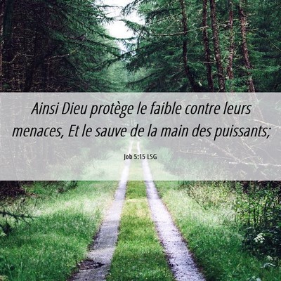 Picture 06 - Job 5:15 LSG - Ainsi Dieu protège le faible contre leurs - Bible Verse Picture