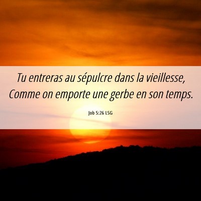 Picture 06 - Job 5:26 LSG - Tu entreras au sépulcre dans la vieillesse, - Bible Verse Picture