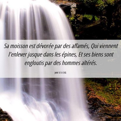 Picture 06 - Job 5:5 LSG - Sa moisson est dévorée par des affamés, Qui - Bible Verse Picture