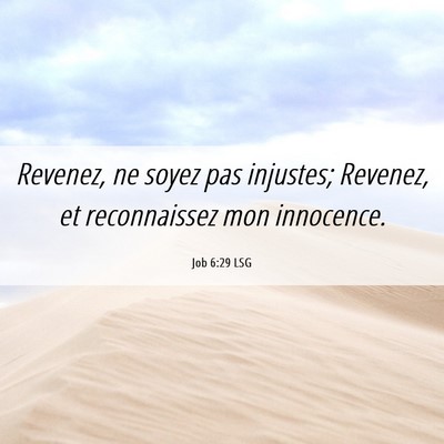 Picture 06 - Job 6:29 LSG - Revenez, ne soyez pas injustes; Revenez, et - Bible Verse Picture