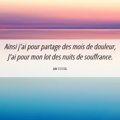 Picture 06 - Job 7:3 LSG - Ainsi j'ai pour partage des mois de douleur, J'ai - Bible Verse Picture