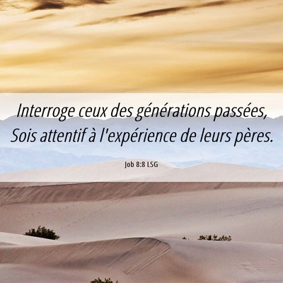 Picture 06 - Job 8:8 LSG - Interroge ceux des générations passées, Sois - Bible Verse Picture