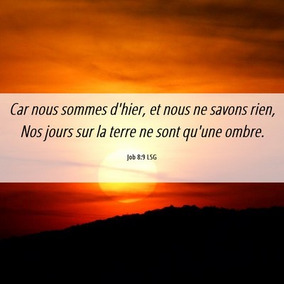 Picture 06 - Job 8:9 LSG - Car nous sommes d'hier, et nous ne savons rien, - Bible Verse Picture