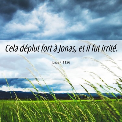 Picture 06 - Jonas 4:1 LSG - Cela déplut fort à Jonas, et il fut - Bible Verse Picture