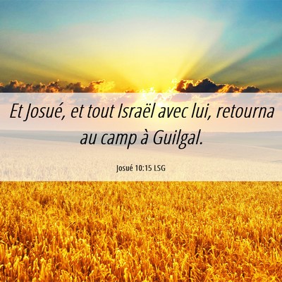Picture 06 - Josué 10:15 LSG - Et Josué, et tout Israël avec lui, retourna au - Bible Verse Picture