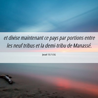 Picture 06 - Josué 13:7 LSG - et divise maintenant ce pays par portions entre - Bible Verse Picture