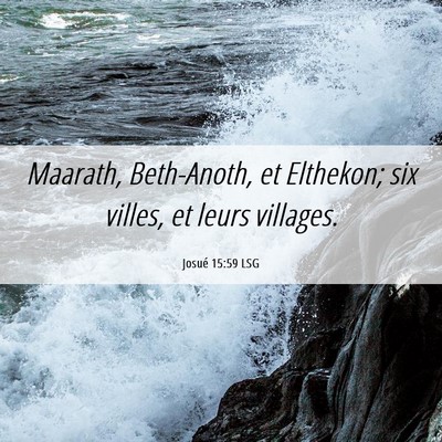 Picture 06 - Josué 15:59 LSG - Maarath, Beth-Anoth, et Elthekon; six villes, et - Bible Verse Picture