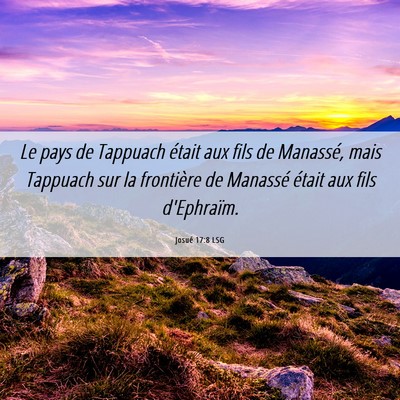 Picture 06 - Josué 17:8 LSG - Le pays de Tappuach était aux fils de Manassé, - Bible Verse Picture