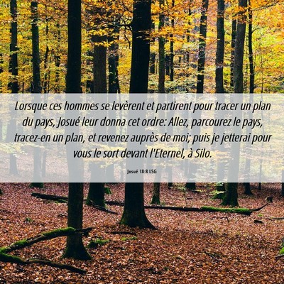 Picture 06 - Josué 18:8 LSG - Lorsque ces hommes se levèrent et partirent pour - Bible Verse Picture