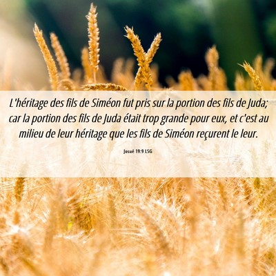 Picture 06 - Josué 19:9 LSG - L'héritage des fils de Siméon fut pris sur la - Bible Verse Picture