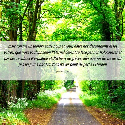 Picture 06 - Josué 22:27 LSG - mais comme un témoin entre nous et vous, entre - Bible Verse Picture