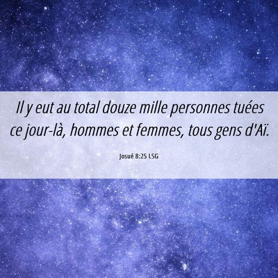 Picture 06 - Josué 8:25 LSG - Il y eut au total douze mille personnes tuées ce - Bible Verse Picture