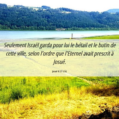 Picture 06 - Josué 8:27 LSG - Seulement Israël garda pour lui le bétail et le - Bible Verse Picture