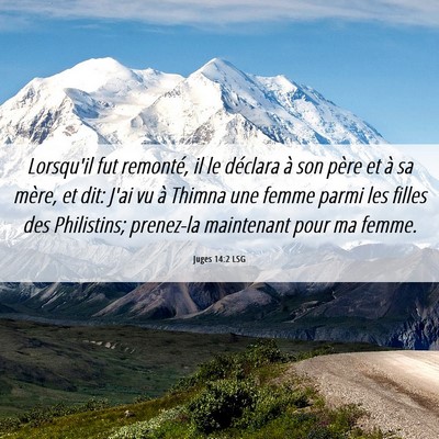 Picture 06 - Juges 14:2 LSG - Lorsqu'il fut remonté, il le déclara à son - Bible Verse Picture