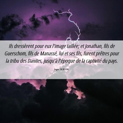 Picture 06 - Juges 18:30 LSG - Ils dressèrent pour eux l'image taillée; et - Bible Verse Picture