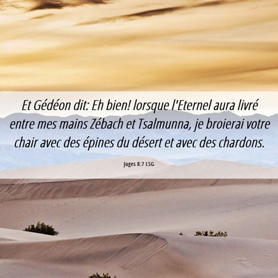 Picture 06 - Juges 8:7 LSG - Et Gédéon dit: Eh bien! lorsque l'Eternel aura - Bible Verse Picture