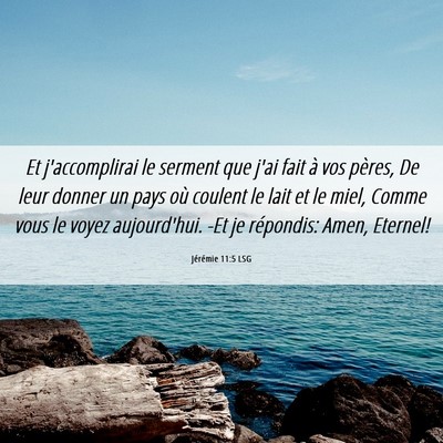 Picture 06 - Jérémie 11:5 LSG - Et j'accomplirai le serment que j'ai fait à vos - Bible Verse Picture