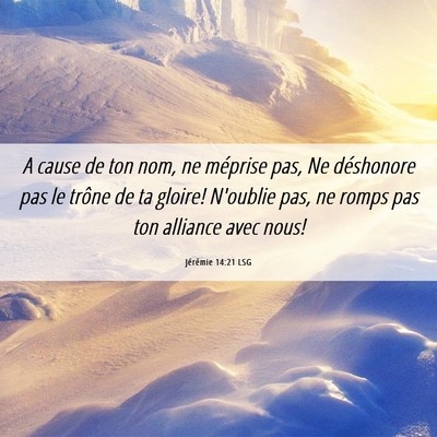 Picture 06 - Jérémie 14:21 LSG - A cause de ton nom, ne méprise pas, Ne - Bible Verse Picture