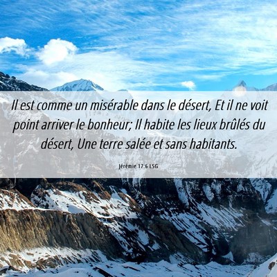 Picture 06 - Jérémie 17:6 LSG - Il est comme un misérable dans le désert, Et il - Bible Verse Picture