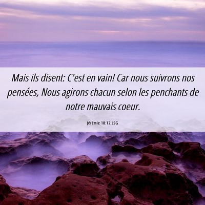 Picture 06 - Jérémie 18:12 LSG - Mais ils disent: C'est en vain! Car nous suivrons - Bible Verse Picture