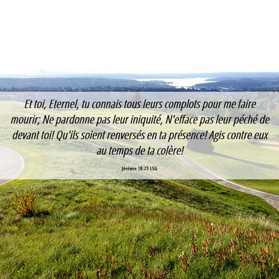 Picture 06 - Jérémie 18:23 LSG - Et toi, Eternel, tu connais tous leurs complots - Bible Verse Picture