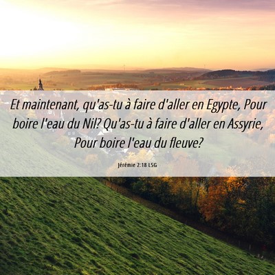 Picture 06 - Jérémie 2:18 LSG - Et maintenant, qu'as-tu à faire d'aller en - Bible Verse Picture