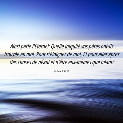 Picture 06 - Jérémie 2:5 LSG - Ainsi parle l'Eternel: Quelle iniquité vos - Bible Verse Picture