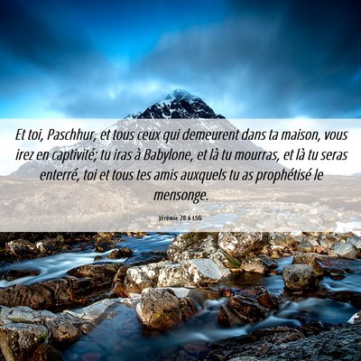Picture 06 - Jérémie 20:6 LSG - Et toi, Paschhur, et tous ceux qui demeurent dans - Bible Verse Picture
