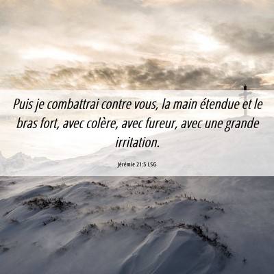 Picture 06 - Jérémie 21:5 LSG - Puis je combattrai contre vous, la main étendue - Bible Verse Picture