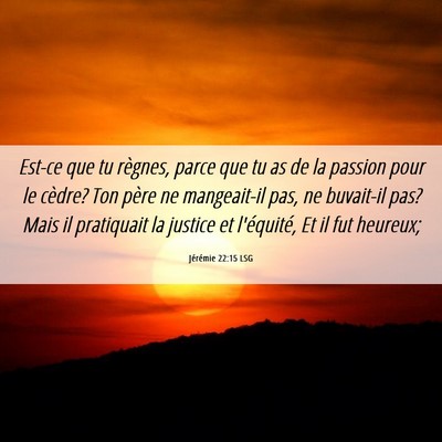 Picture 06 - Jérémie 22:15 LSG - Est-ce que tu règnes, parce que tu as de la - Bible Verse Picture