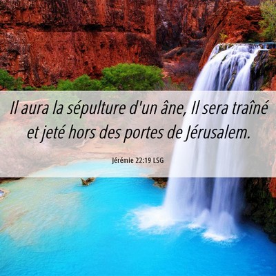 Picture 06 - Jérémie 22:19 LSG - Il aura la sépulture d'un âne, Il sera traîné - Bible Verse Picture