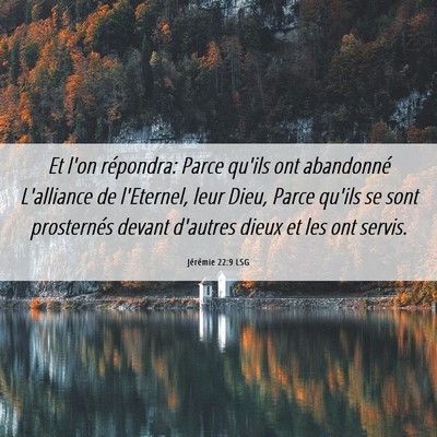 Picture 06 - Jérémie 22:9 LSG - Et l'on répondra: Parce qu'ils ont abandonné - Bible Verse Picture