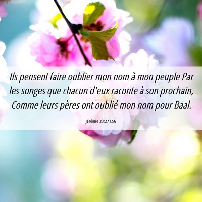 Picture 06 - Jérémie 23:27 LSG - Ils pensent faire oublier mon nom à mon peuple - Bible Verse Picture