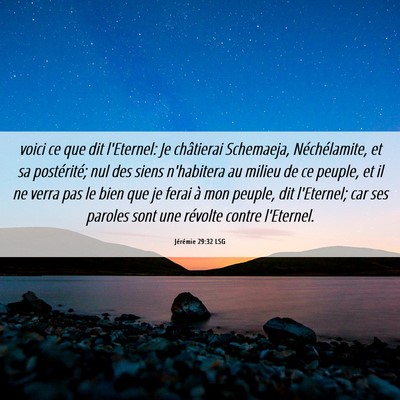 Picture 06 - Jérémie 29:32 LSG - voici ce que dit l'Eternel: Je châtierai - Bible Verse Picture