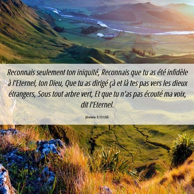 Picture 06 - Jérémie 3:13 LSG - Reconnais seulement ton iniquité, Reconnais que - Bible Verse Picture