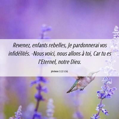 Picture 06 - Jérémie 3:22 LSG - Revenez, enfants rebelles, Je pardonnerai vos - Bible Verse Picture