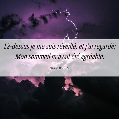 Picture 06 - Jérémie 31:26 LSG - Là-dessus je me suis réveillé, et j'ai - Bible Verse Picture