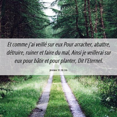 Picture 06 - Jérémie 31:28 LSG - Et comme j'ai veillé sur eux Pour arracher, - Bible Verse Picture