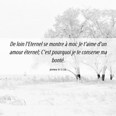 Picture 06 - Jérémie 31:3 LSG - De loin l'Eternel se montre à moi: Je t'aime - Bible Verse Picture