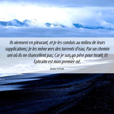 Picture 06 - Jérémie 31:9 LSG - Ils viennent en pleurant, et je les conduis au - Bible Verse Picture