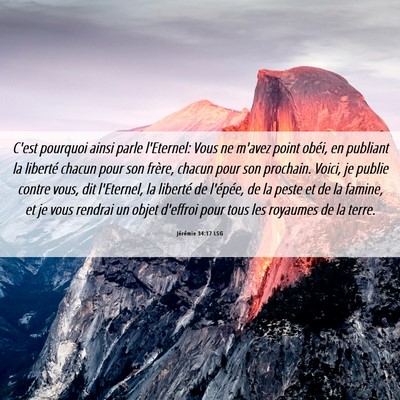 Picture 06 - Jérémie 34:17 LSG - C'est pourquoi ainsi parle l'Eternel: Vous ne - Bible Verse Picture