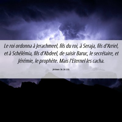 Picture 06 - Jérémie 36:26 LSG - Le roi ordonna à Jerachmeel, fils du roi, à - Bible Verse Picture
