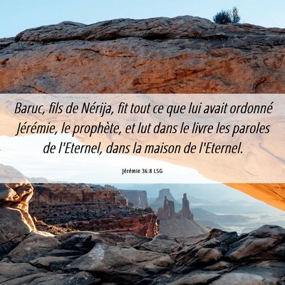 Picture 06 - Jérémie 36:8 LSG - Baruc, fils de Nérija, fit tout ce que lui avait - Bible Verse Picture
