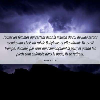Picture 06 - Jérémie 38:22 LSG - Toutes les femmes qui restent dans la maison du - Bible Verse Picture