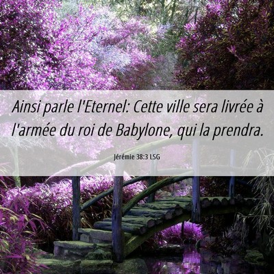 Picture 06 - Jérémie 38:3 LSG - Ainsi parle l'Eternel: Cette ville sera livrée - Bible Verse Picture